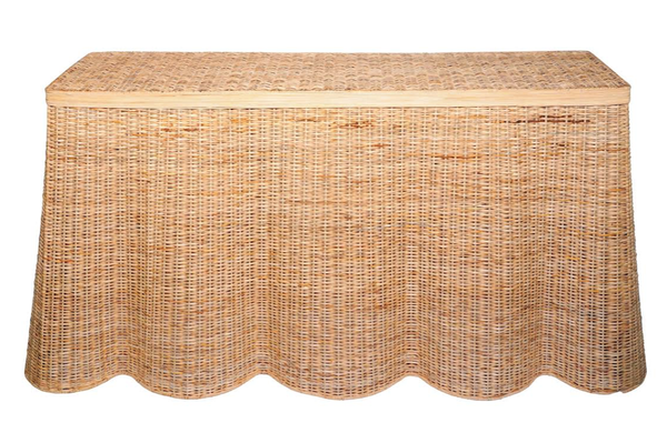 EXTRA LARGE WICKER SCALLOPED CONSOLE TABLE – LIV Design Partners